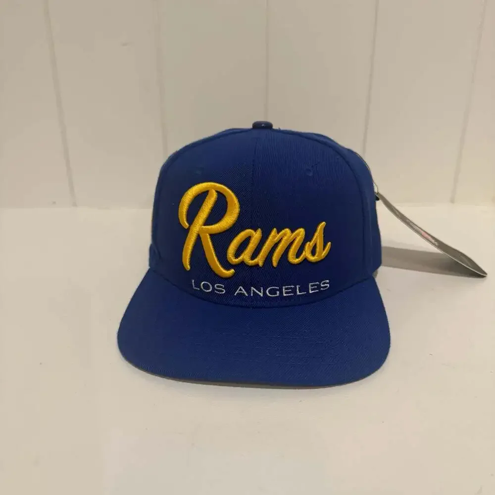 Pro Standard Los Angeles Rams Script Wordmark Snapback Hat Royal Blue